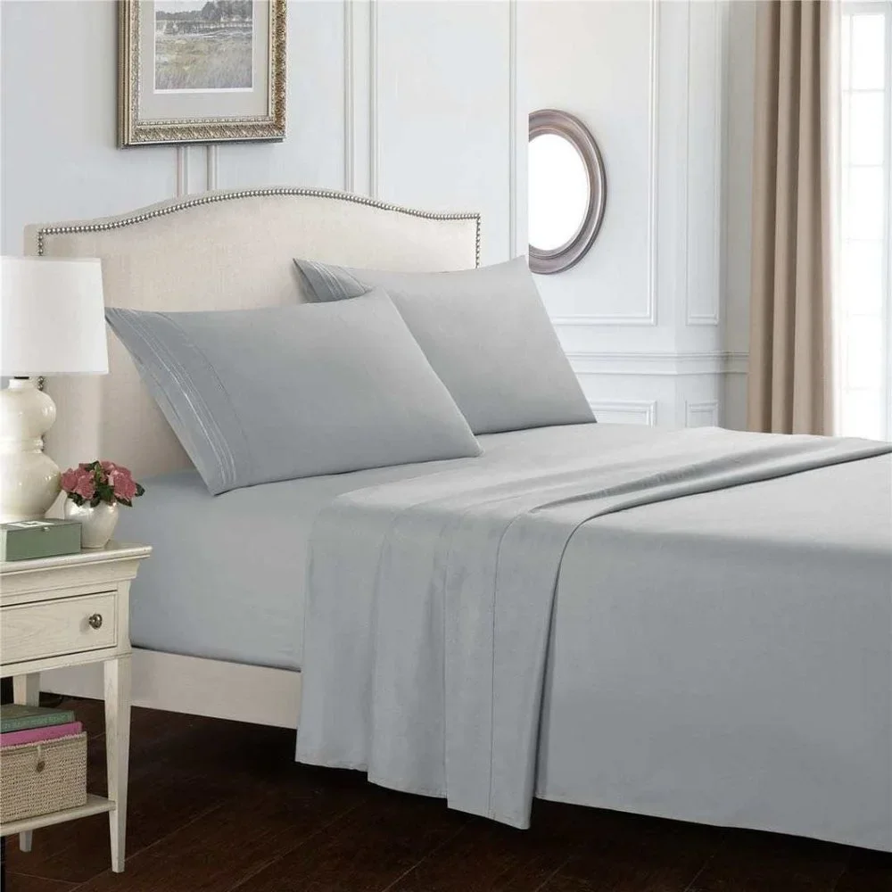 4 Piece Bed Sheets Set Deep Pocket Soft Microfiber Sheets Full Queen King Size